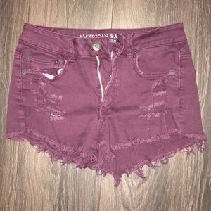American Eagle high-rise distressed jean shorts